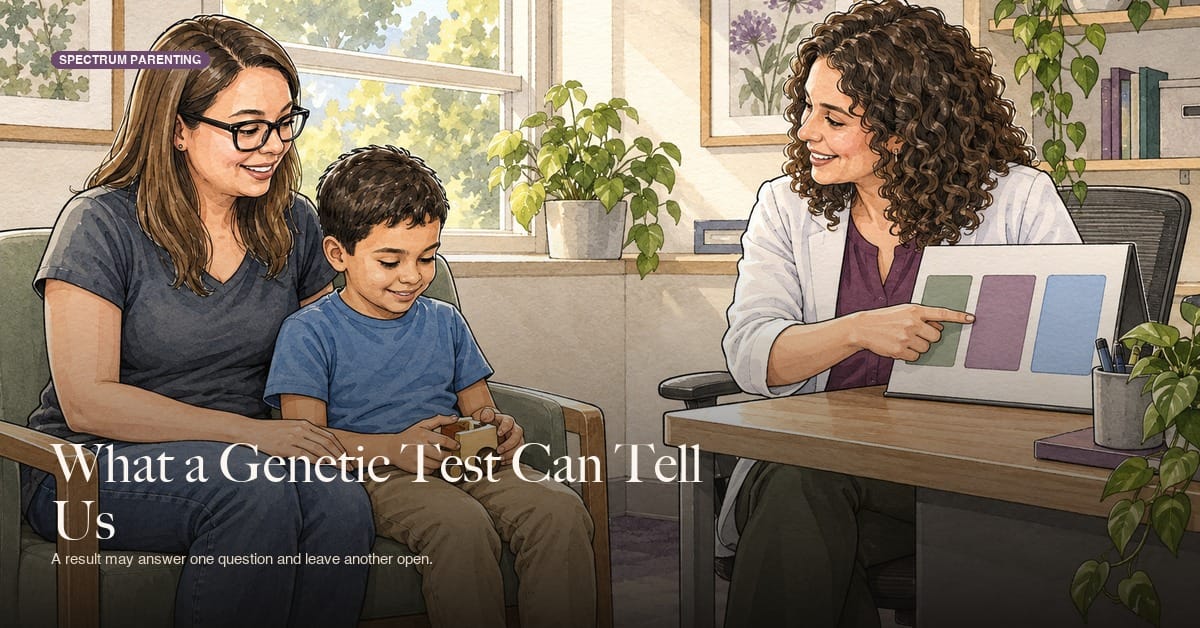 Illustrated card for Autism and Genetic Testing: What Results Can and Cannot Tell Your Family