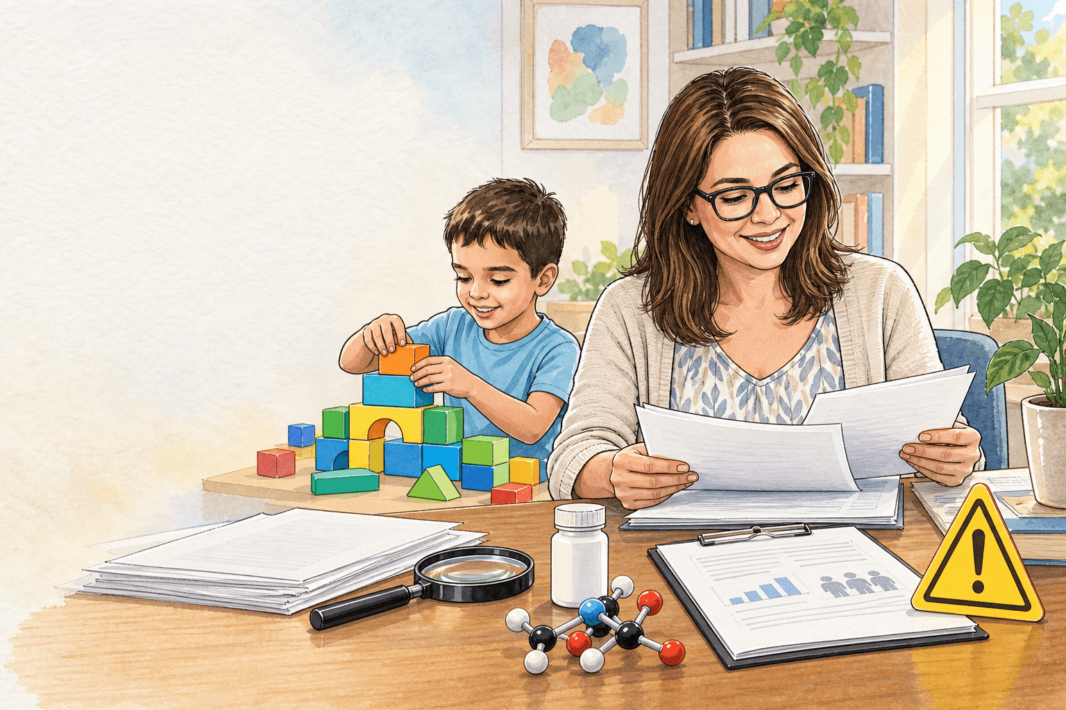 New Autism Research, Translated: What 2026 Studies Actually Mean for Parents 2 Watercolor illustration of a parent weighing research papers against treatment claims